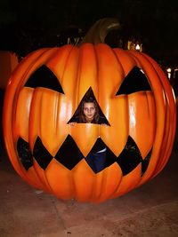 Illuminated lantern at night during halloween