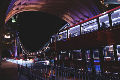 View of illuminated bridge at night