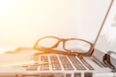 Close-up of laptop on table