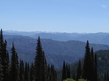 Scenic view of mountains against clear sky