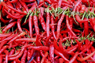 Full frame shot of red chili peppers