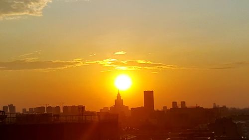 View of cityscape at sunset