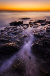 Scenic view of sea during sunset