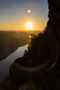 Scenic view of mountain during sunset