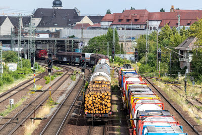 High angle view of railroad tracks