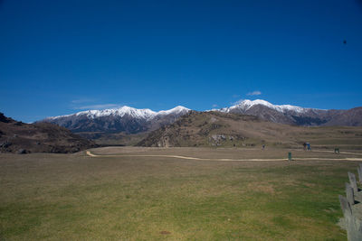 Amazing scenic view of snow capped mountains range in arthur's pass route, new zealand.