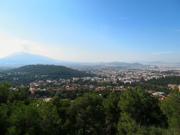 High angle view of townscape against sky