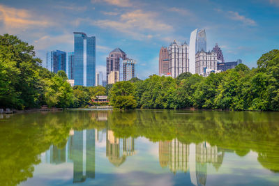 Reflection of buildings in water