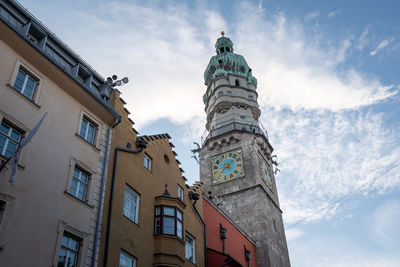 Low angle view of old building against sky