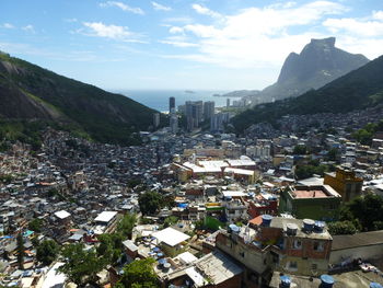 High angle view of cityscape against sky