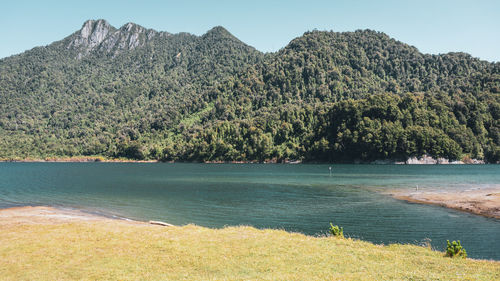 Scenic view of lake against sky