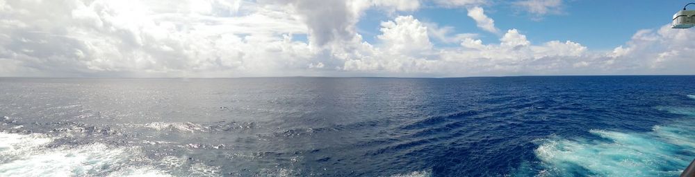 Panoramic shot of calm sea against cloudy sky