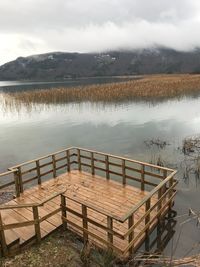 Scenic view of lake against sky