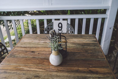 Close-up of wooden bench