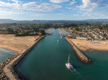 High angle view of sea against sky