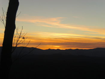 Scenic view of mountains at sunset