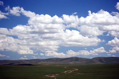 Scenic view of field against sky