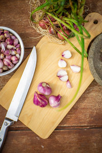 High angle view of food on table