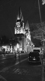 View of city street at night