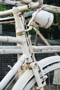 Close-up of rusty bicycle