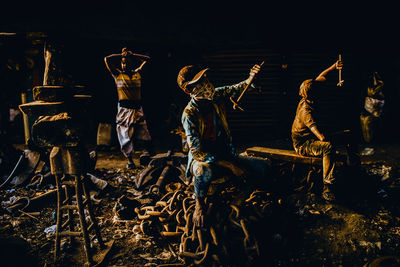 People working at night