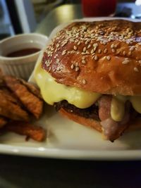 Close-up of bread in plate