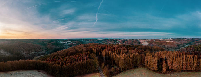 Panoramic view of bergisches land, germany. drone photography.
