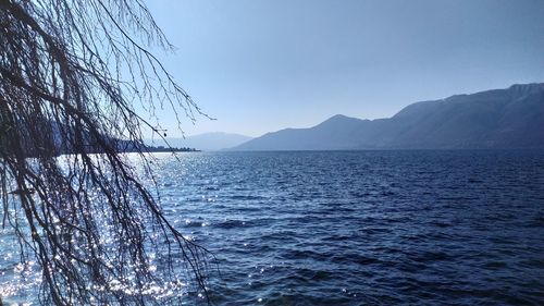 Scenic view of sea against clear sky