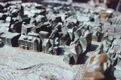 Close-up of stack of logs
