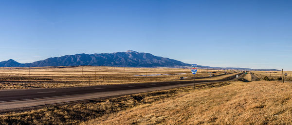 Scenic view of landscape against clear blue sky