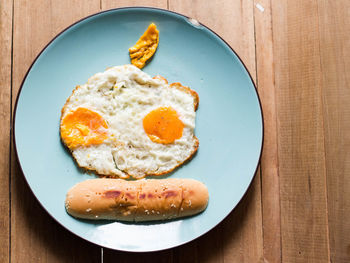 Directly above shot of breakfast served on table