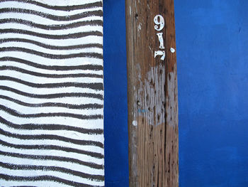 Number on wood against wall