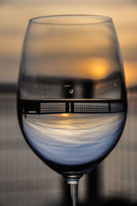 Close-up of beer glass on table