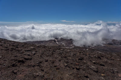 Scenic view of volcanic landscape against sky