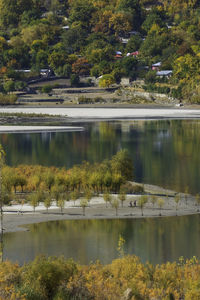 Scenic view of lake by trees