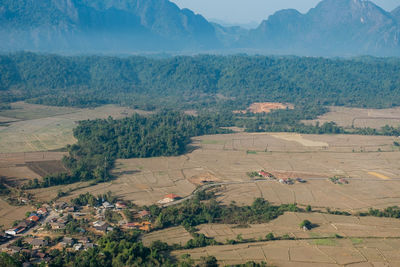 High angle view of field