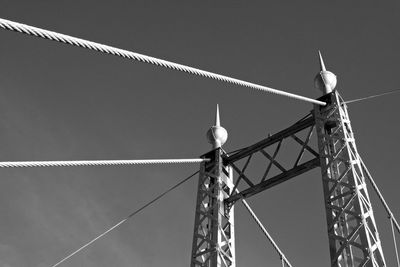 Low angle view of crane against clear sky