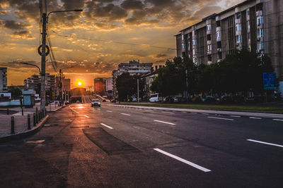 City street at sunset