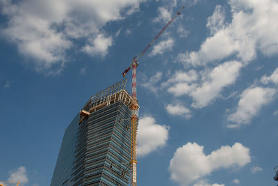 Low angle view of modern building against sky