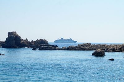 Scenic view of sea against clear sky