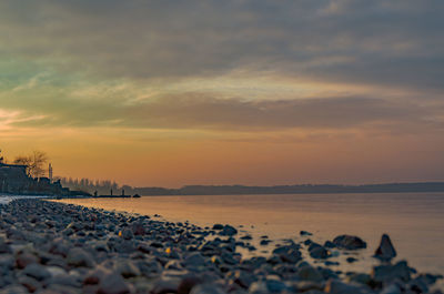 Scenic view of sea against sky during sunset