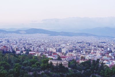 High angle view of townscape against sky