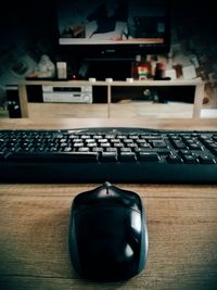 Close-up of computer keyboard on table