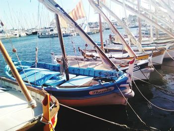 Boats moored in harbor