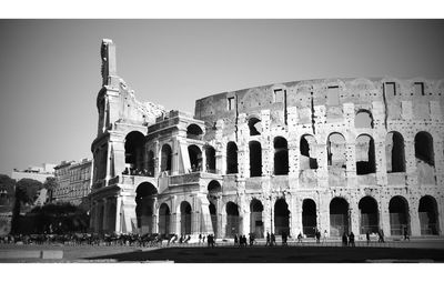 Low angle view of historical building against clear sky
