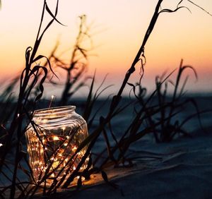 Scenic view of beach against sky during sunset