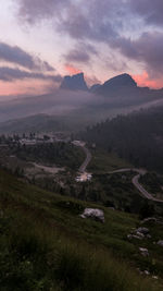 Scenic view of landscape against sky during sunset