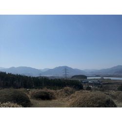 Scenic view of mountains against clear sky