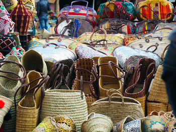 Close-up of bags for sale