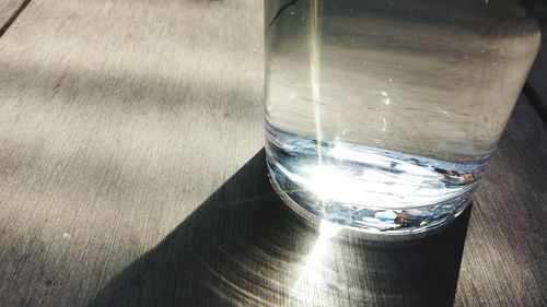 High angle view of water on table